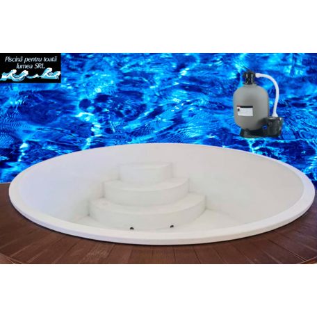 5.Piscină rotundă ,,ALB,,2,5x1,2 cu scară și set de filtrare neo basic 6m3/h camin pp , byppas cu 3 robineti 