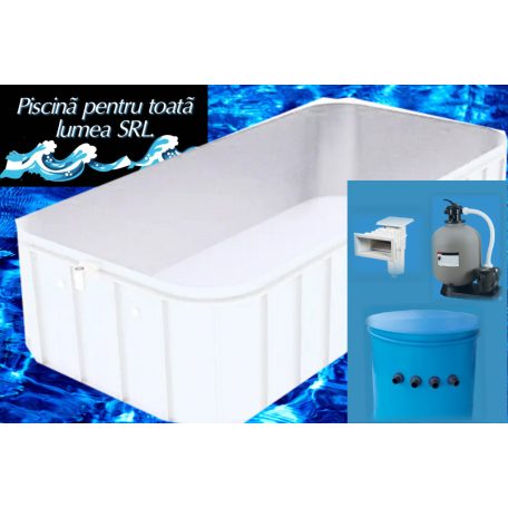 1.Piscina dreptunghiulara ,, ALB,, 6x3x1,5  cu set de filtrare,bypass,.camin technic