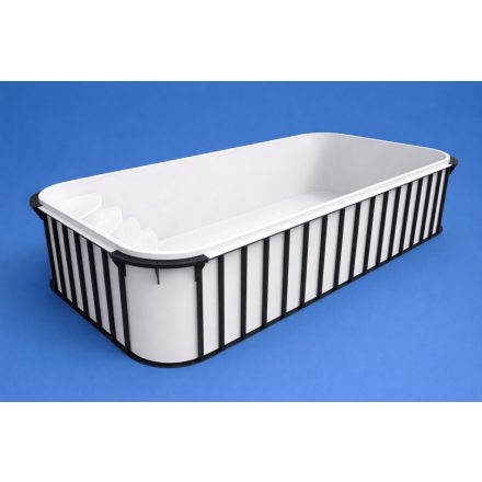 Piscină 7×3×1,5 m polipropilenă albă – colțuri rotunjite KIT cu scară, set de filtrare neo ECONOMIC