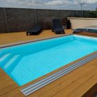 Piscină 7×3×1,5 m polipropilenă albă cu scara – colțuri ascuțite, KIT set de filtrare Basic