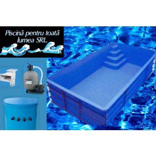   5.Piscina dreptunghiulara cu colt ascutit 8x3x1,5  cu scara,camin PP.,pompa profesionala cu clorinator,led