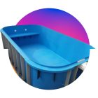 Mini piscină 3,5×2,2×1,2 m polipropilenă – KIT cu băncuță integrată albastră, set de filtrare Neo POMPA INVERPRO WI-FI IP 20