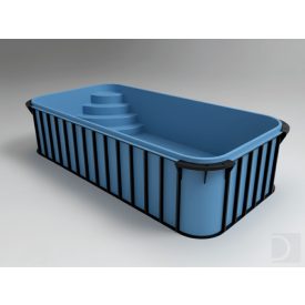   Piscină 4,5×2,5×1,5 m polipropilenă  albastru cu scara cu colt rotunjit– KIT cu scară, set de filtrare Neo POMPA INVERPRO WI-FI IP20