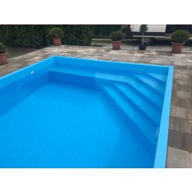   Piscină 8×3×1,5 m, albastră, colțuri ascuțite, cu scară – cu clorinator MR Pure WiFi & pompă InverPro