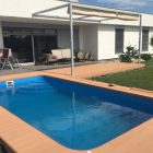 Piscină 7×3×1,5 m, albastră, colțuri rotunjite, cu scară – cu clorinator MR Pure WiFi & pompă InverPro