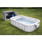 Piscină dreptunghiulară 3,5×2,2×1,2 m polipropilenă albă, colțuri rotunjite, cu băncuță integrată – KIT PREMIUM AUTOMAT cu salinizator