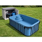 Piscină dreptunghiulară 4,5×2,5×1,5 m polipropilenă albastră, colțuri rotunjite, cu scară extrudată – KIT PREMIUM AUTOMAT cu salinizator