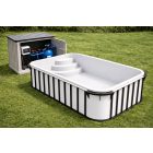 Piscină dreptunghiulară 7×3×1,5 m polipropilenă albă, colțuri rotunjite, cu scară extrudată – KIT PREMIUM AUTOMAT cu salinizator